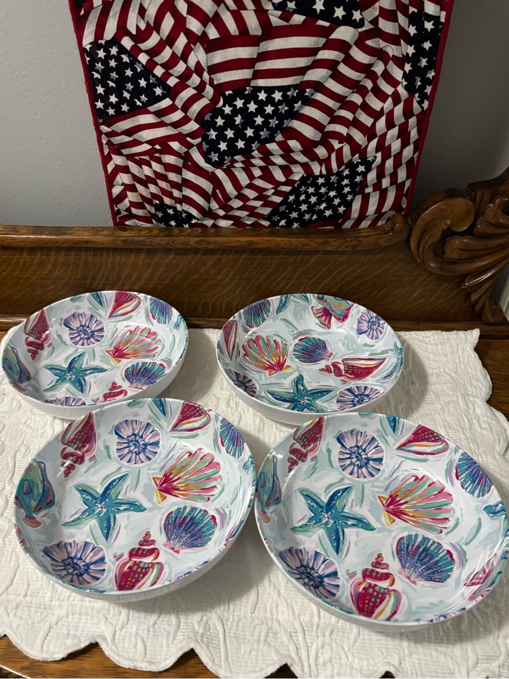 Mainstays Ocean Beach Seashells 🐚 Melamine Bowls Set of 4